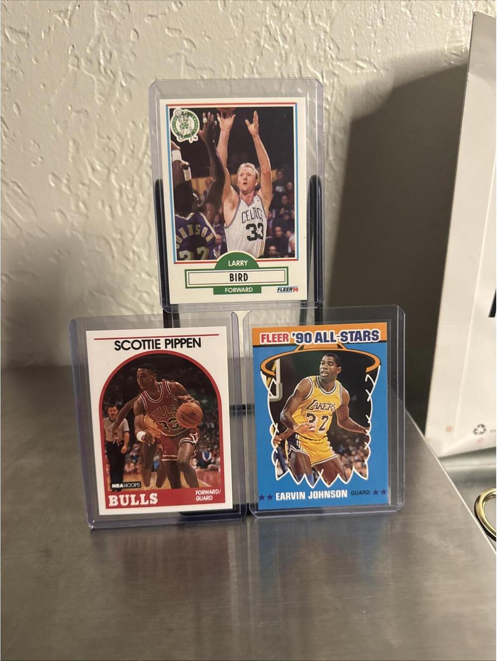 Set of 3 Vintage Basketball Cards - Larry Bird, Scottie Pippen, Earvin Johnson